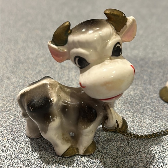 Vintage Japanese Animal Ceramic ANTHROPOMORPHIC cow Family Figurines - Picture 2 of 16